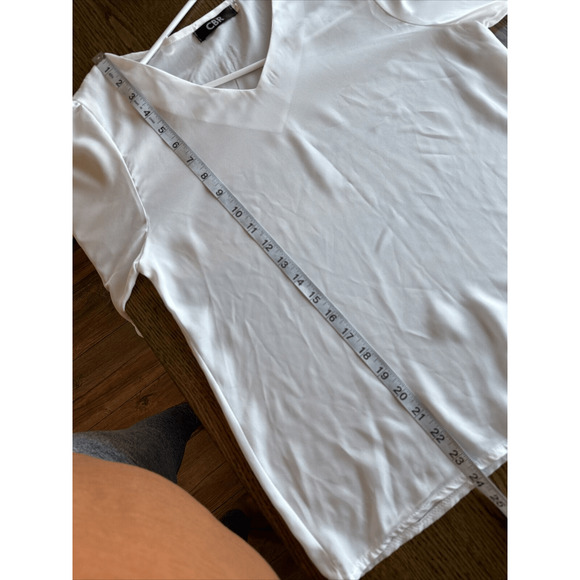 CBR white Shirt flutter Sleeves Womans Size Small Cotton Blend - Picture 9 of 9